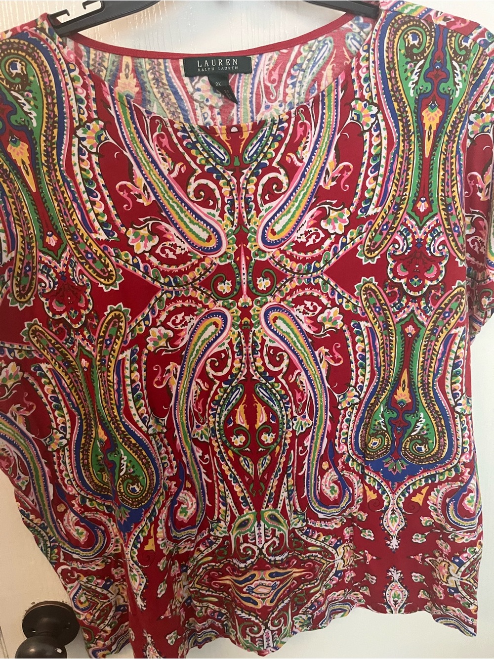 Ralph Lauren Multicolor Paisley Crewneck Top - Red Base